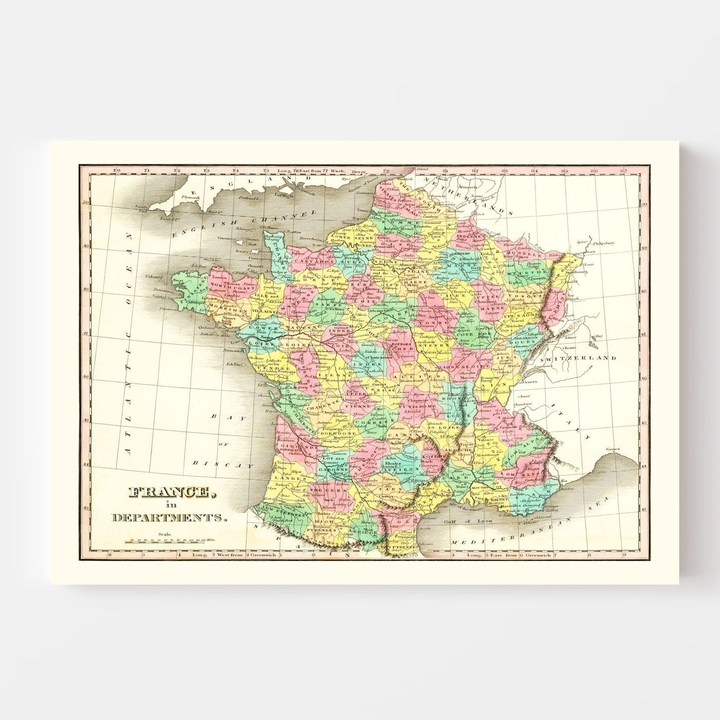 Old Map of France by Departments, 1831