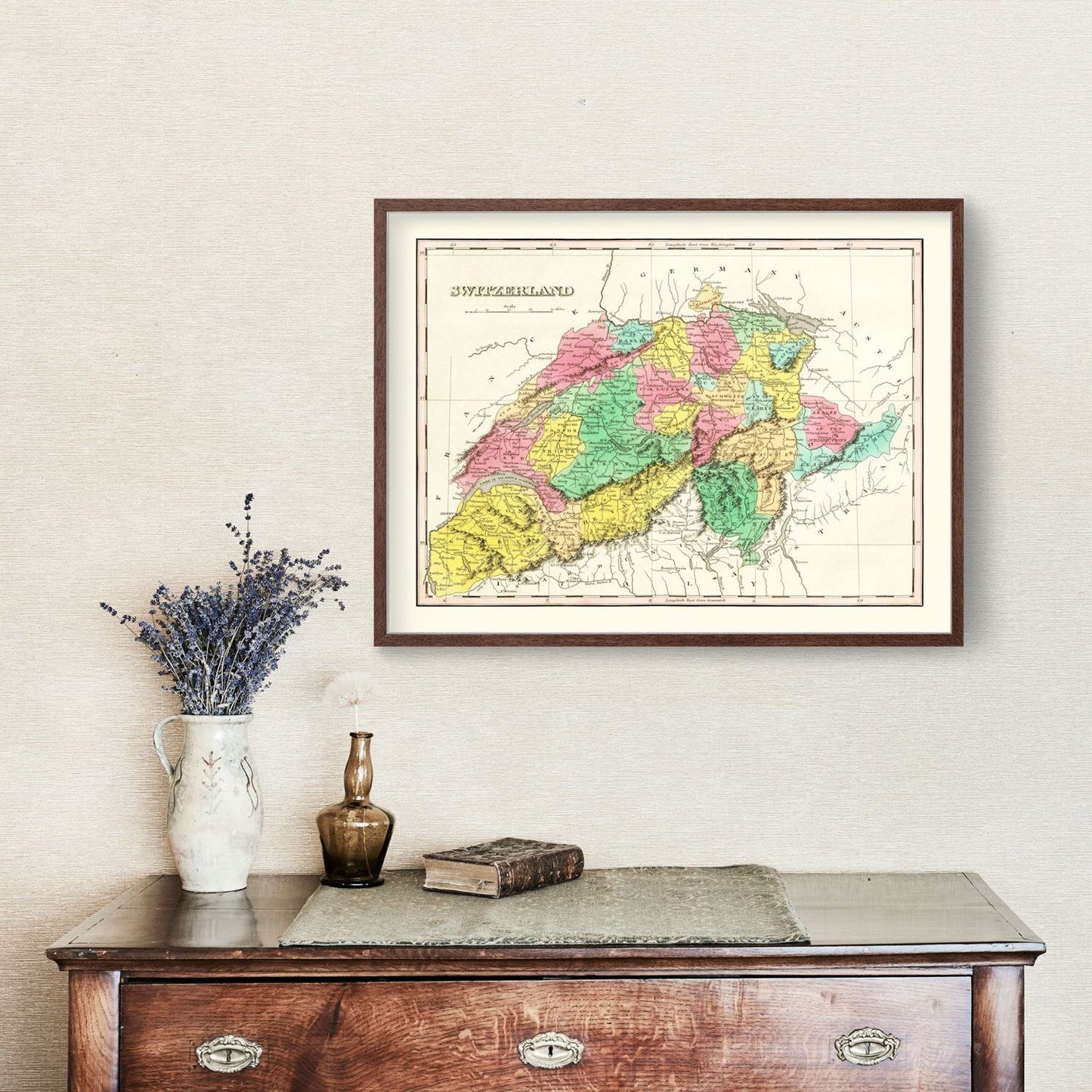 Vintage Map of Switzerland, 1831