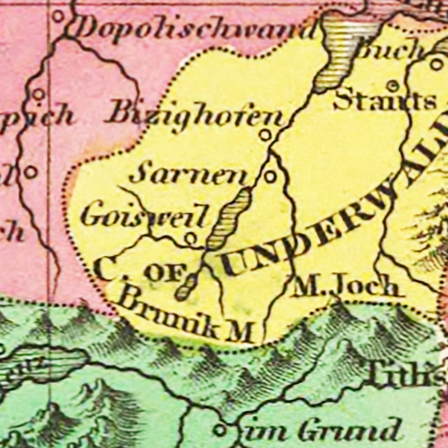 Vintage Map of Switzerland, 1831