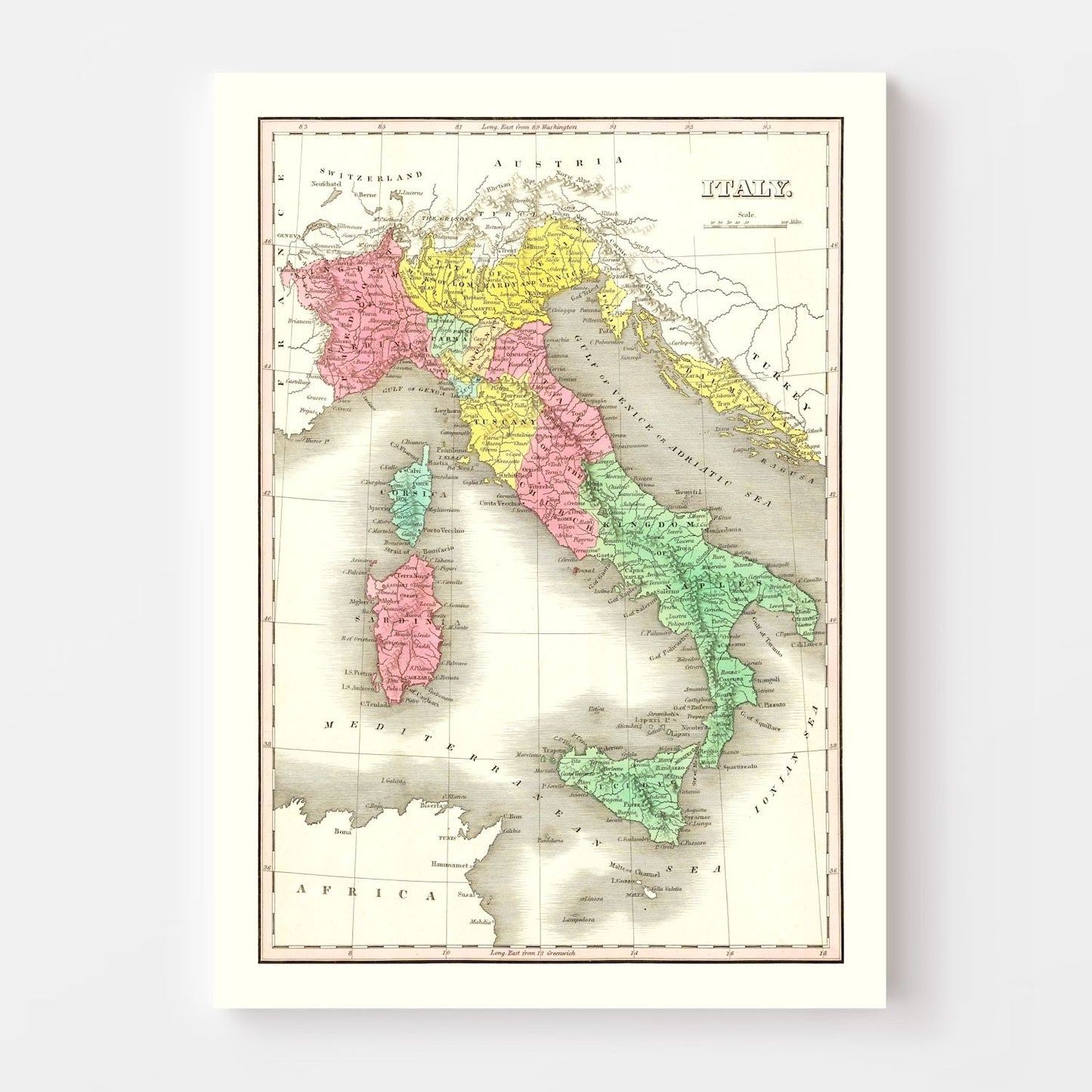 Vintage Map of Italy, 1831