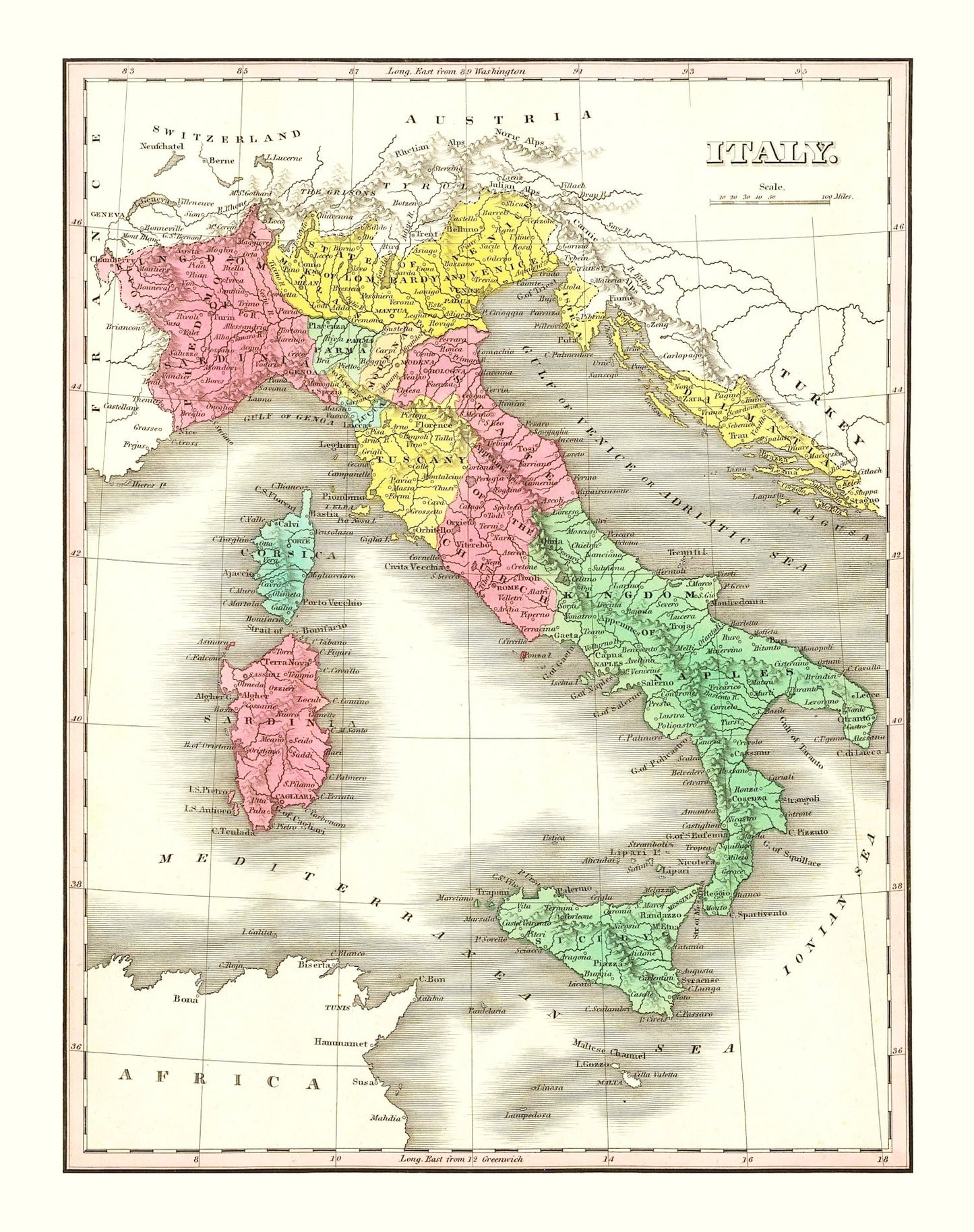 Vintage Map of Italy, 1831