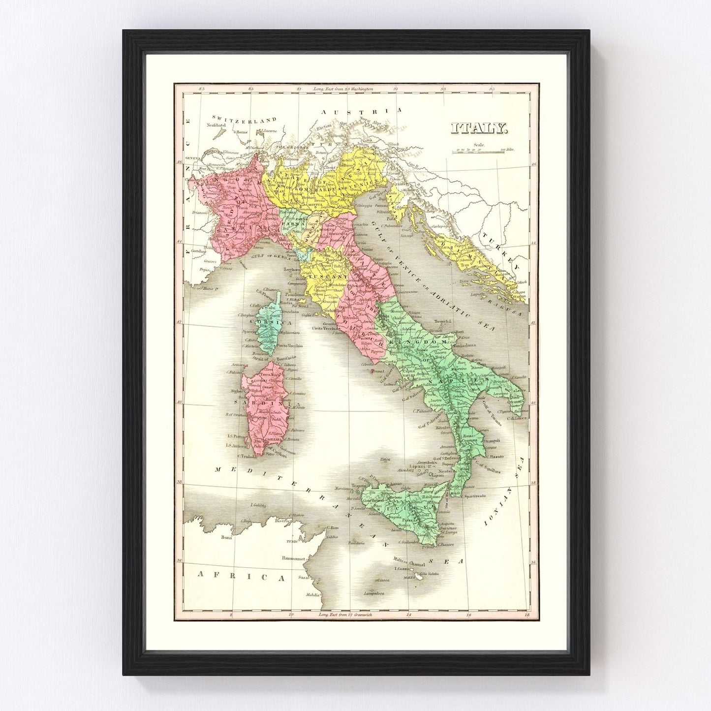 Vintage map of Italy, 1831