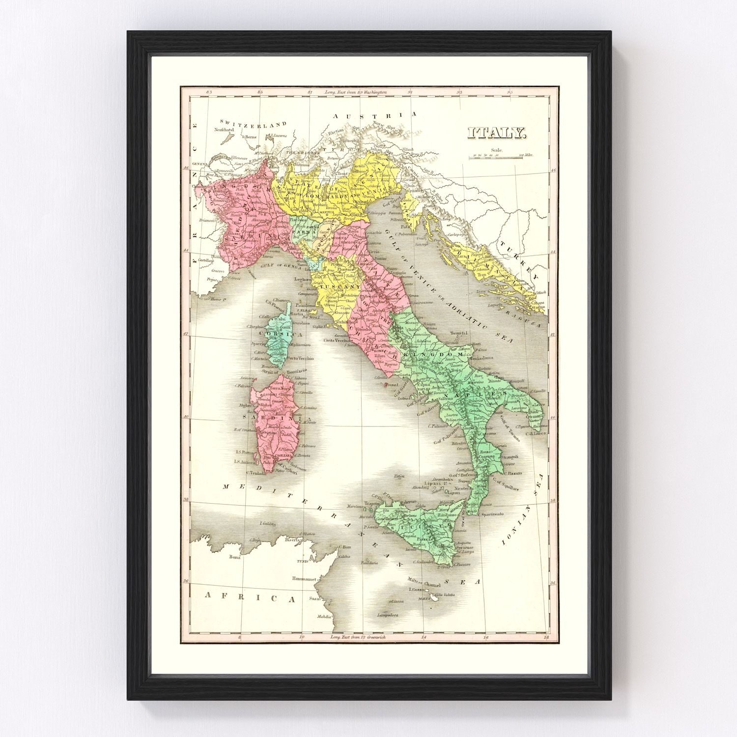 Vintage map of Italy, 1831