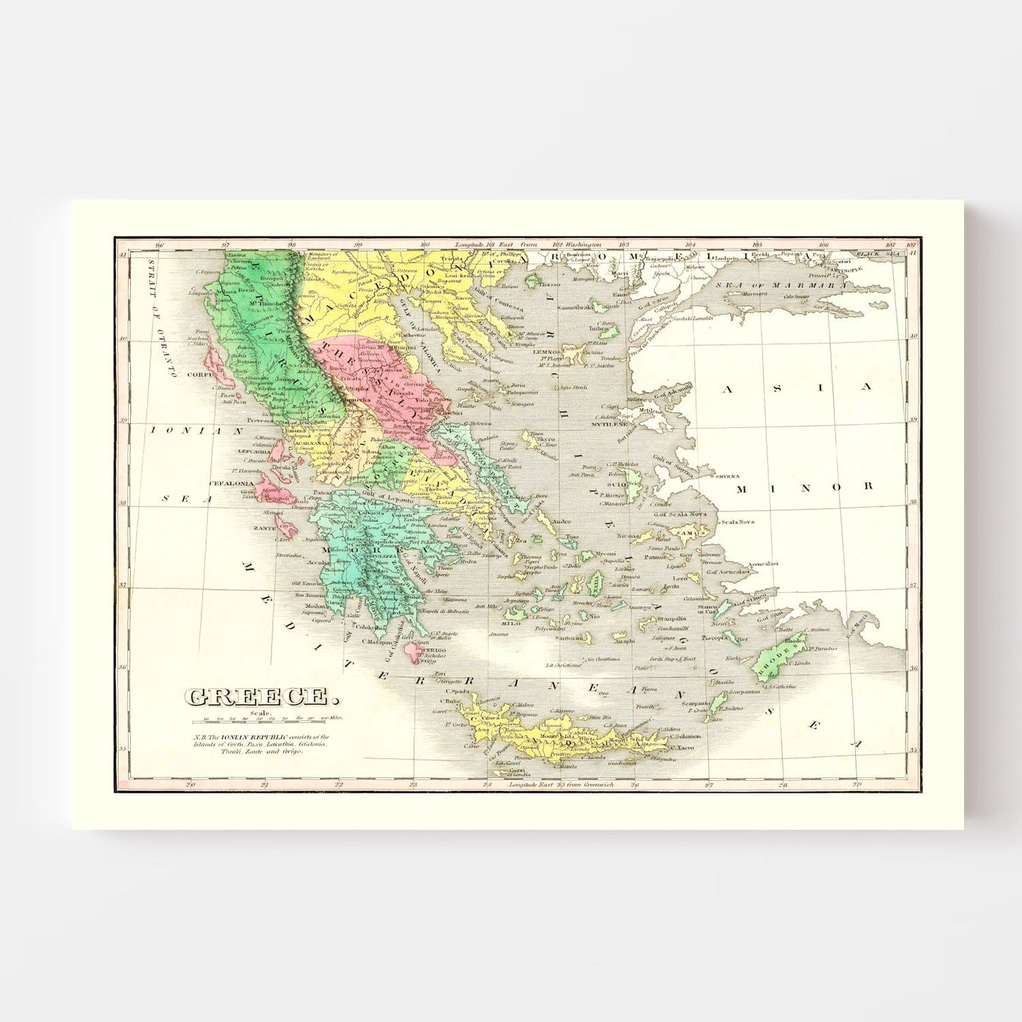 Vintage Map of Greece, 1831