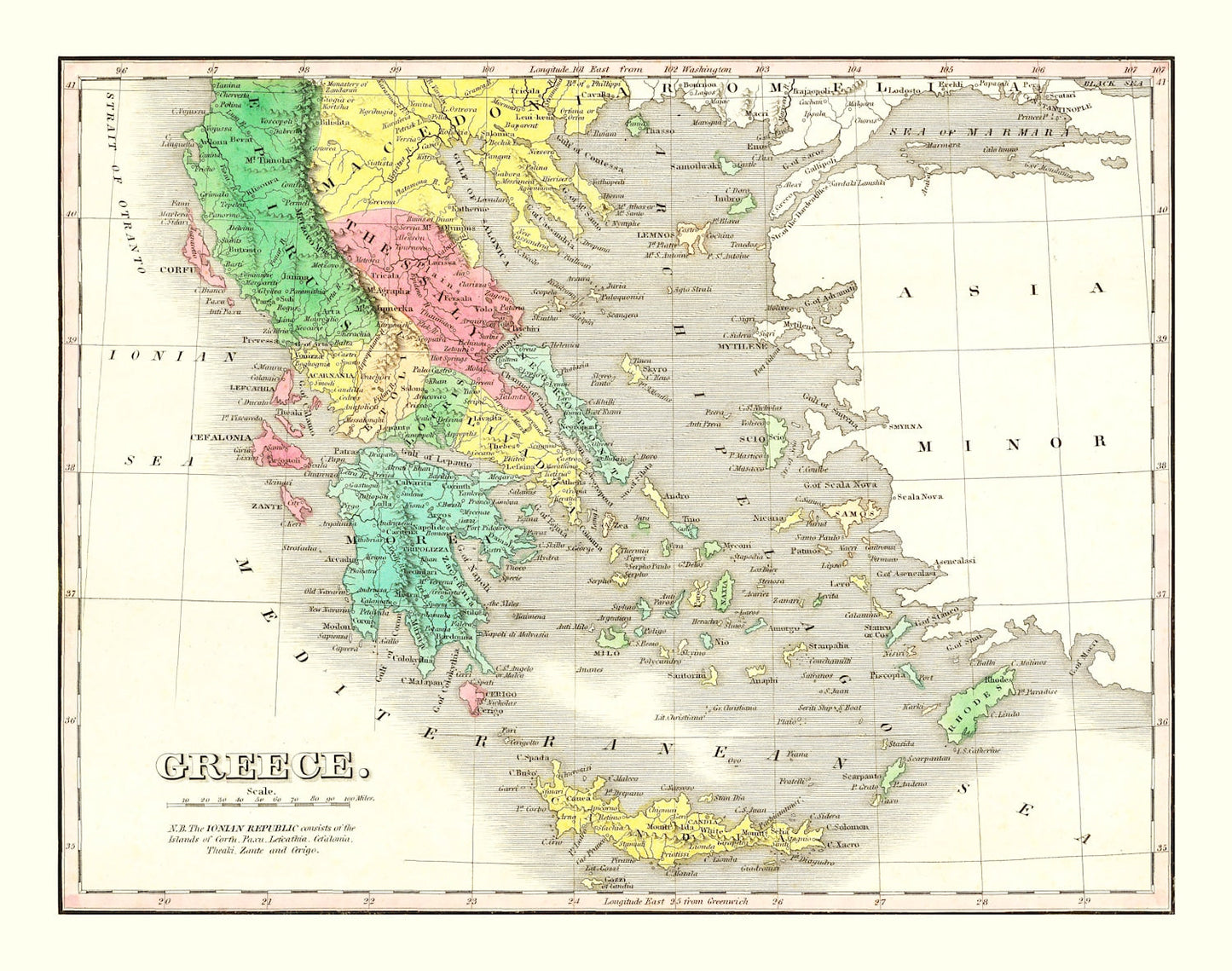 Vintage Map of Greece, 1831
