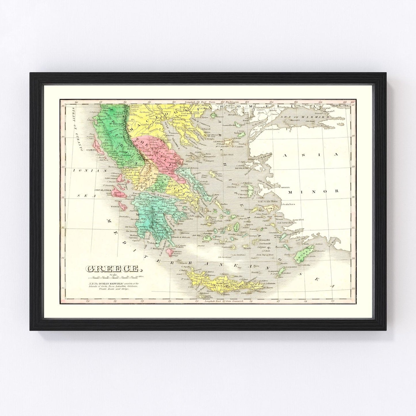 Vintage map of Greece, 1831