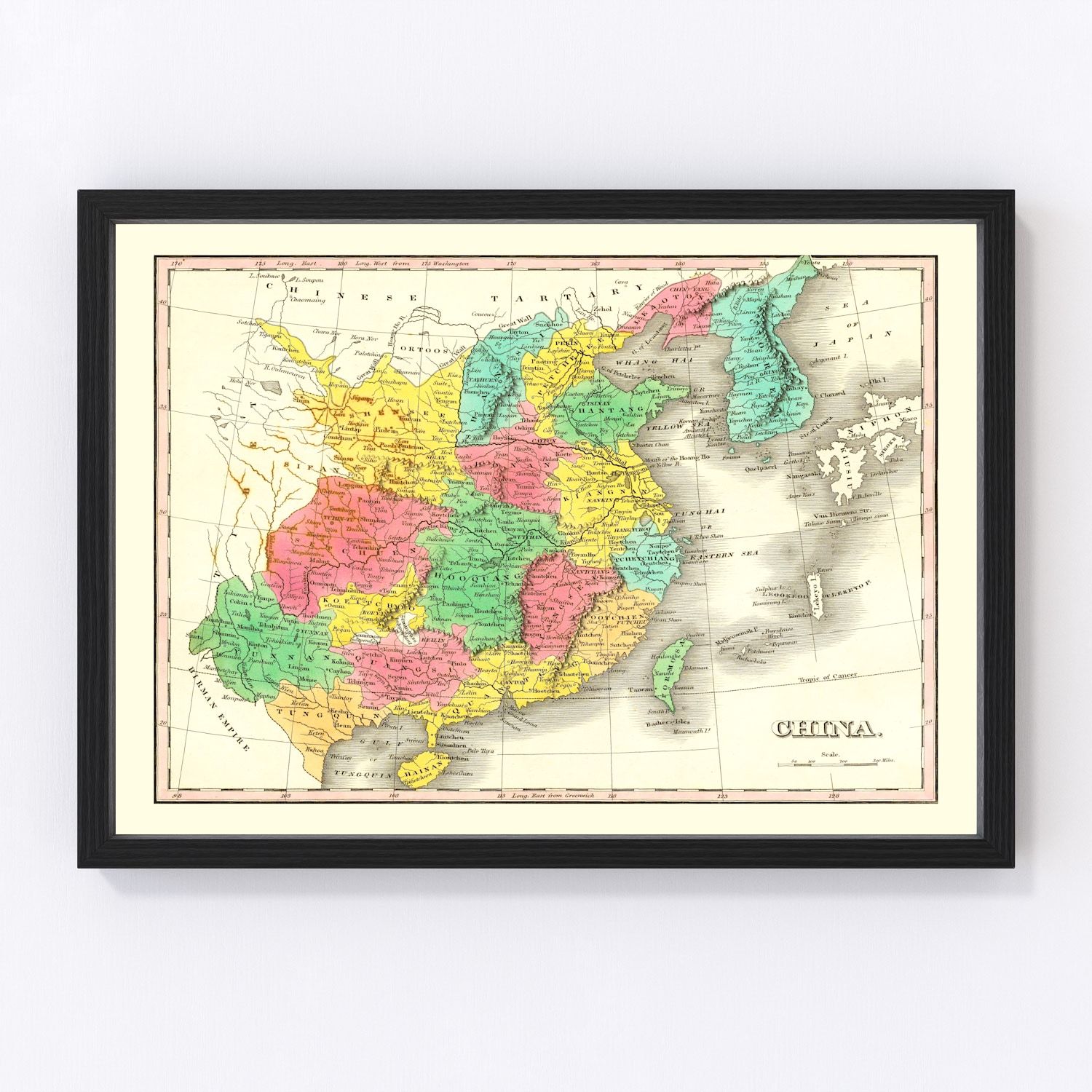 Vintage map of China, 1831, digitally restored