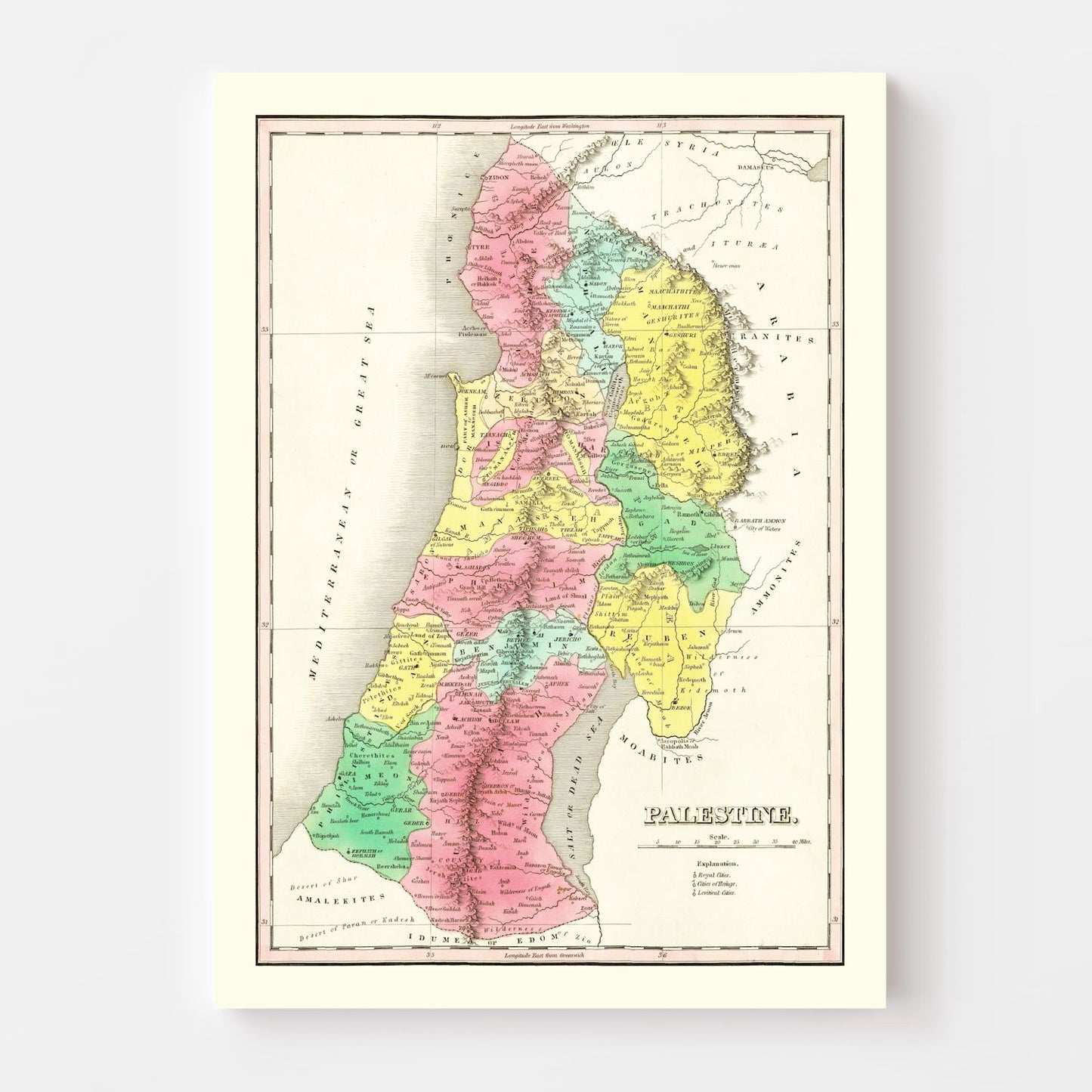 Vintage Map of Palestine, 1831
