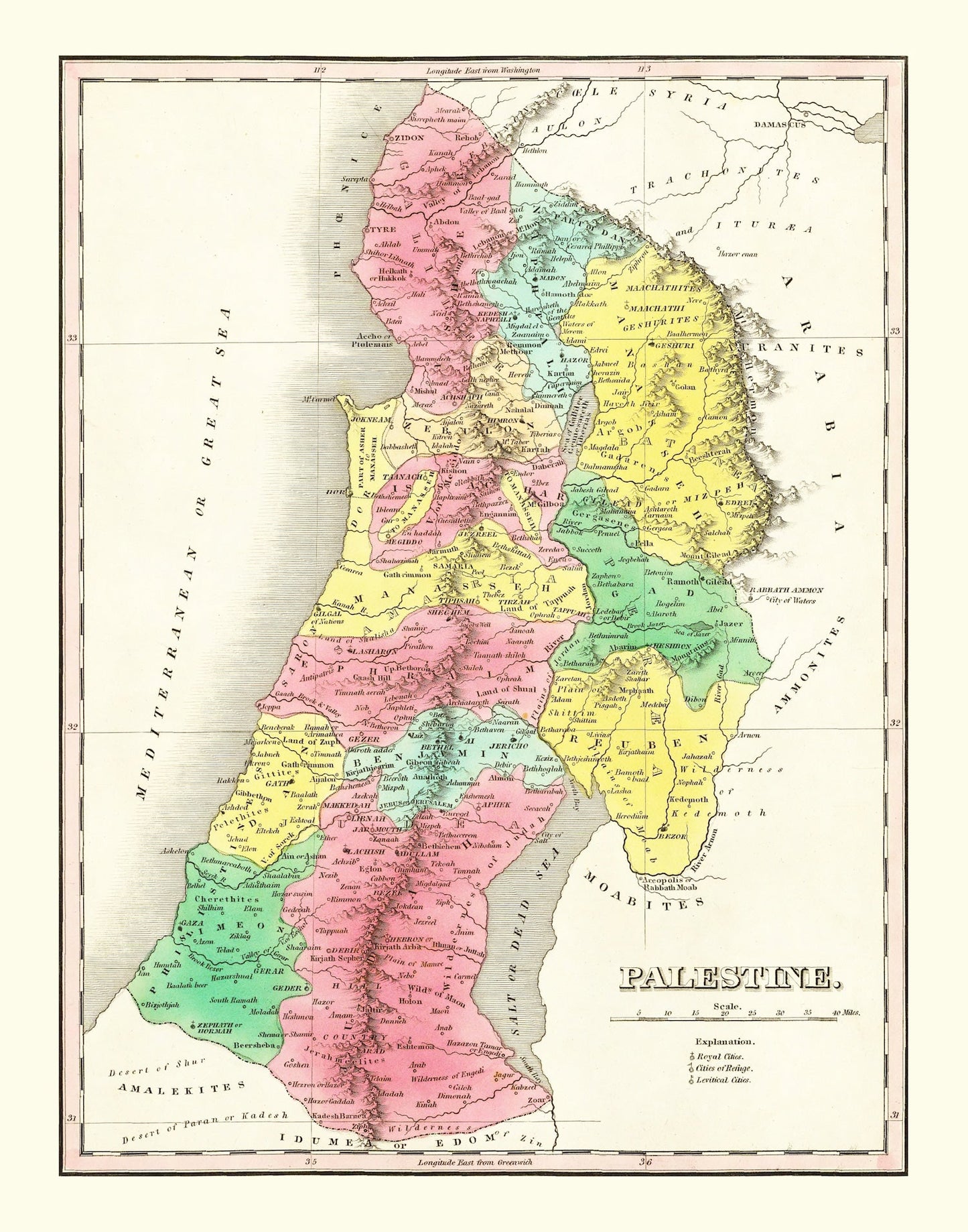 Vintage Map of Palestine, 1831