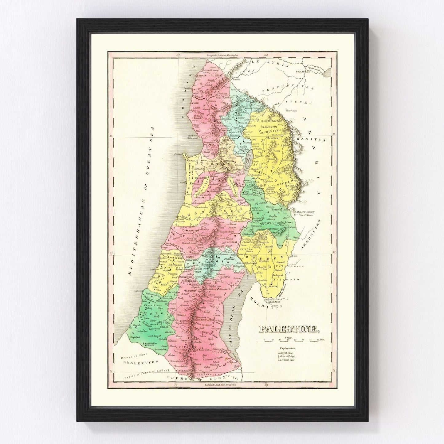 Vintage map of Palestine, 1831
