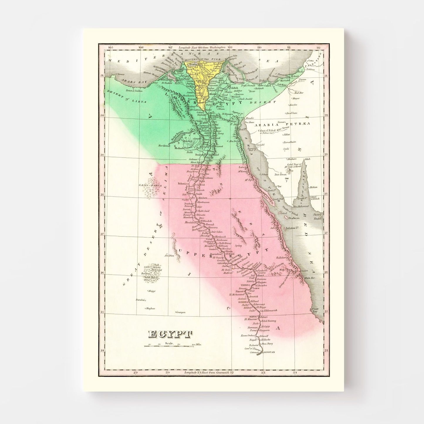 Vintage Map of Egypt, 1831