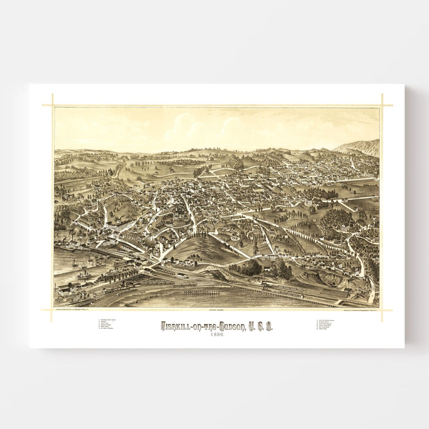 Vintage Map of Fishkill, New York, 1886