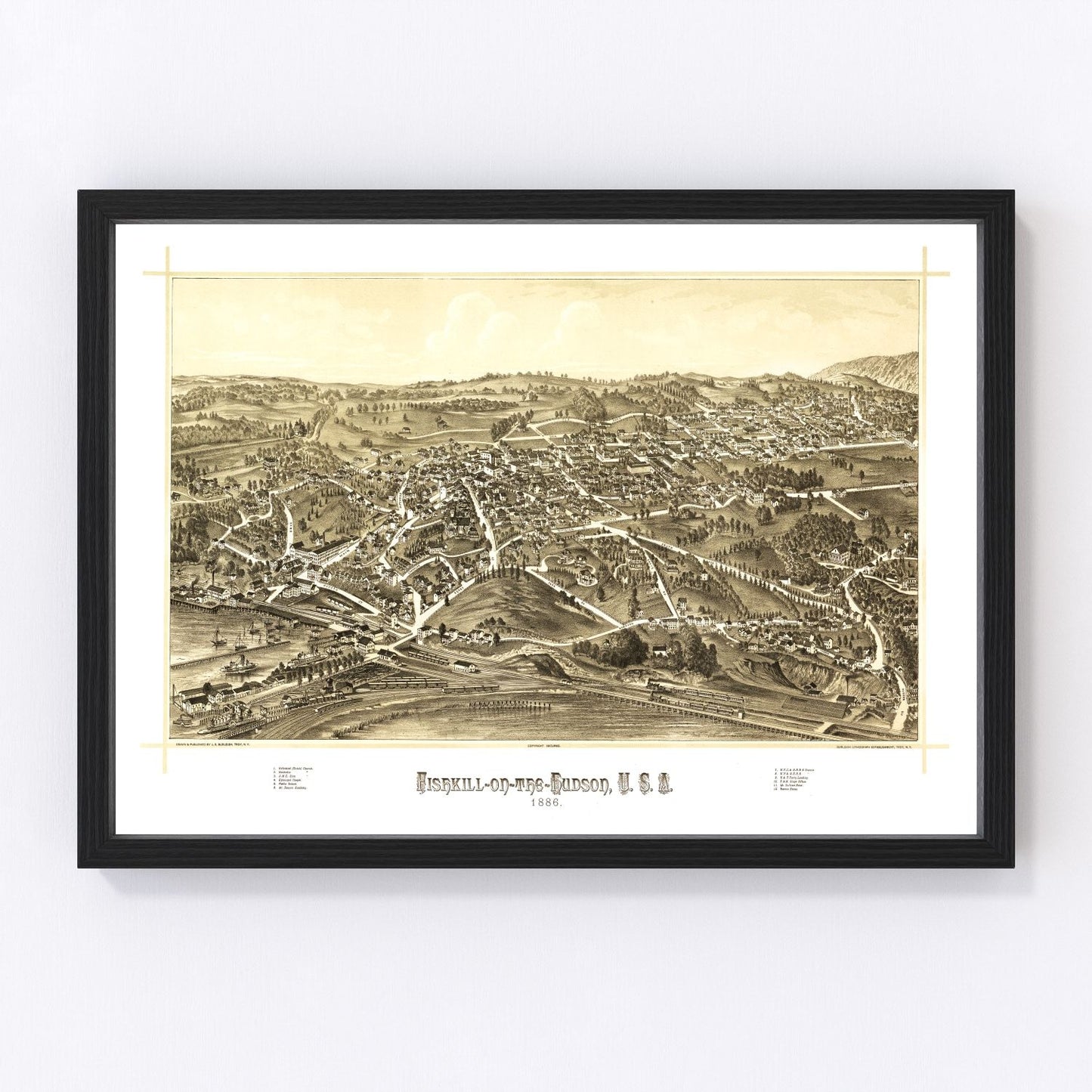 Vintage map of Fishkill, New York, 1886