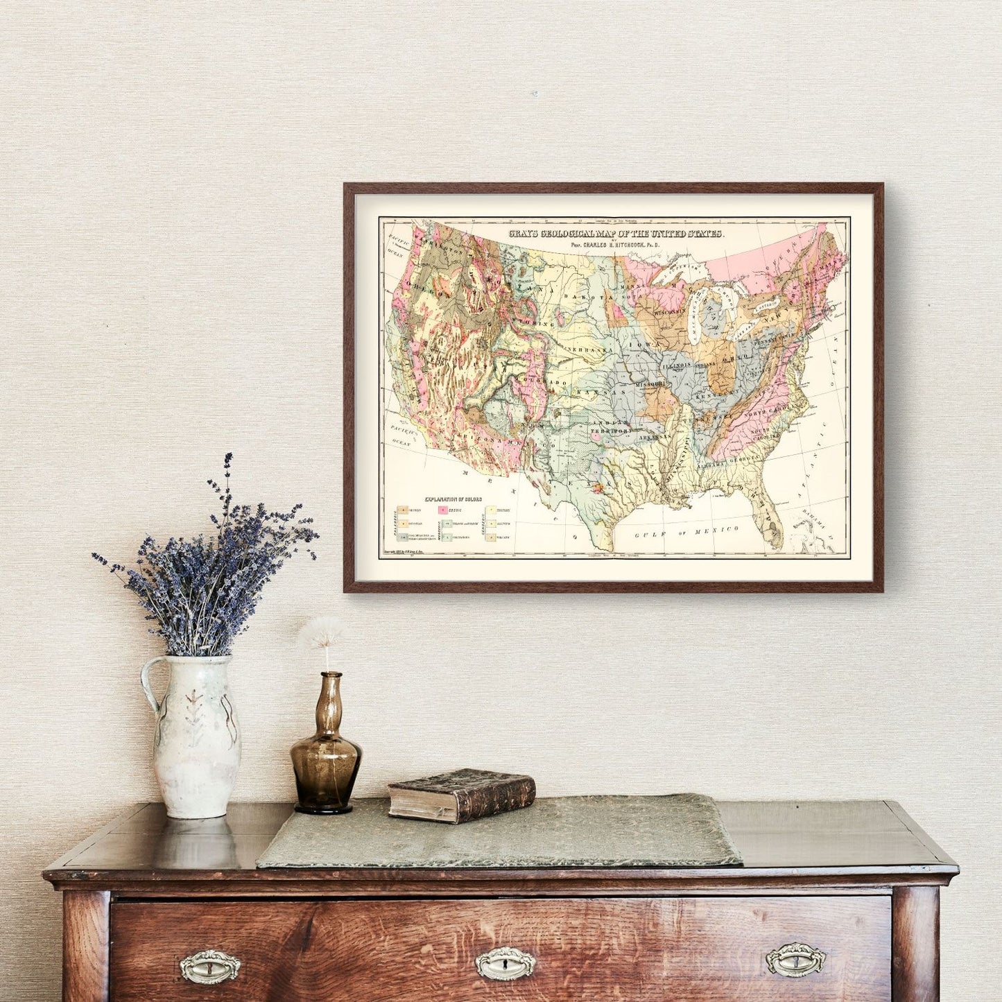 Vintage Geological Map of the United States, 1882