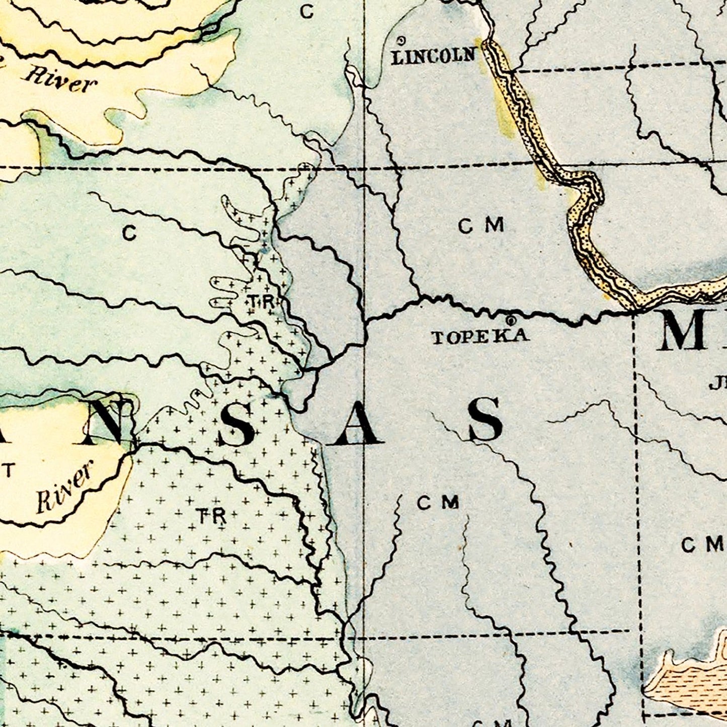 Vintage Geological Map of the United States, 1882