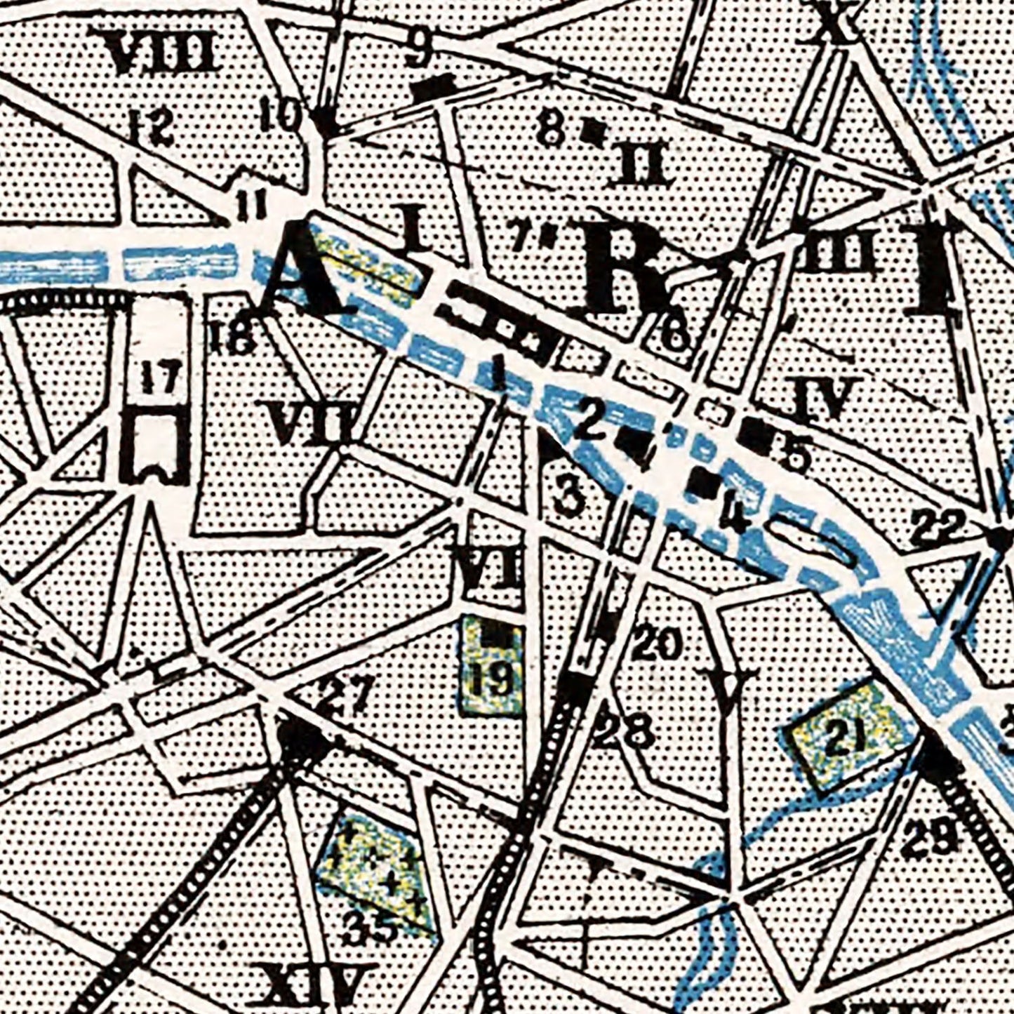 Vintage Map of Paris, France, 1900