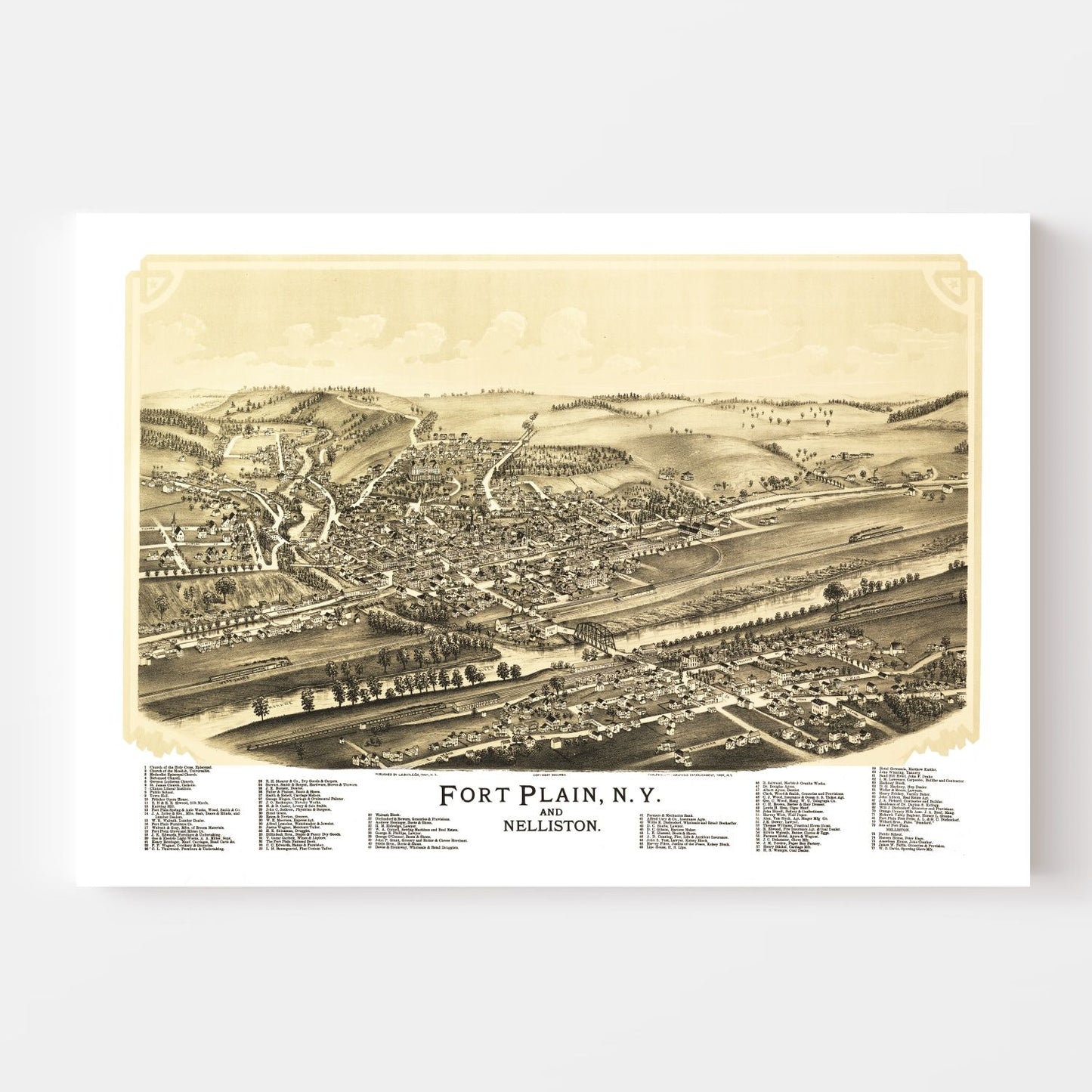 Vintage Map of Fort Plain, New York, 1891