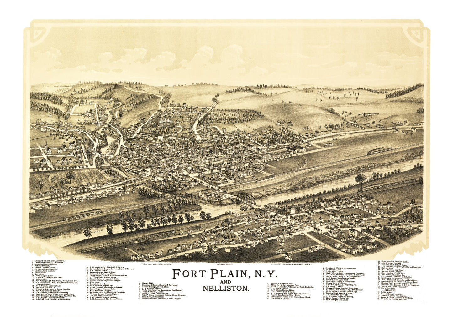 Vintage Map of Fort Plain, New York, 1891