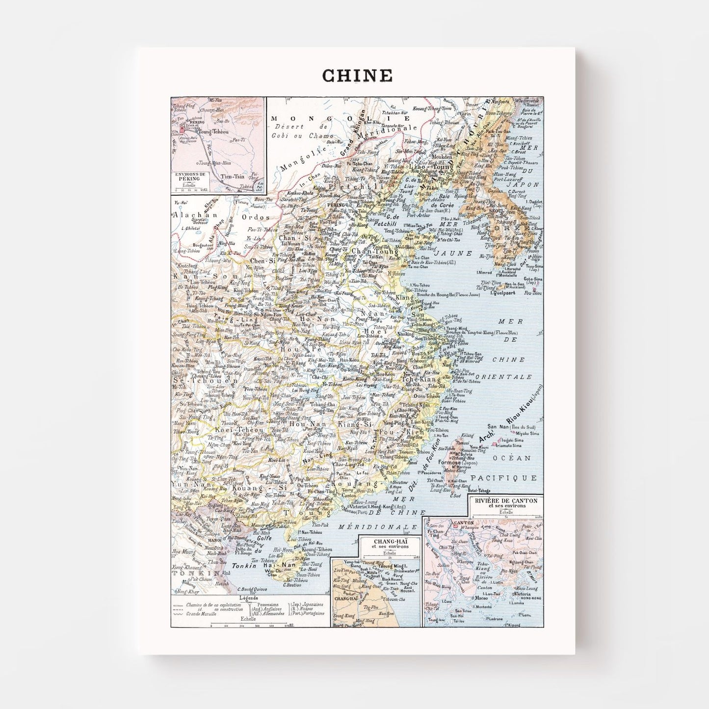 Vintage Map of China, 1900