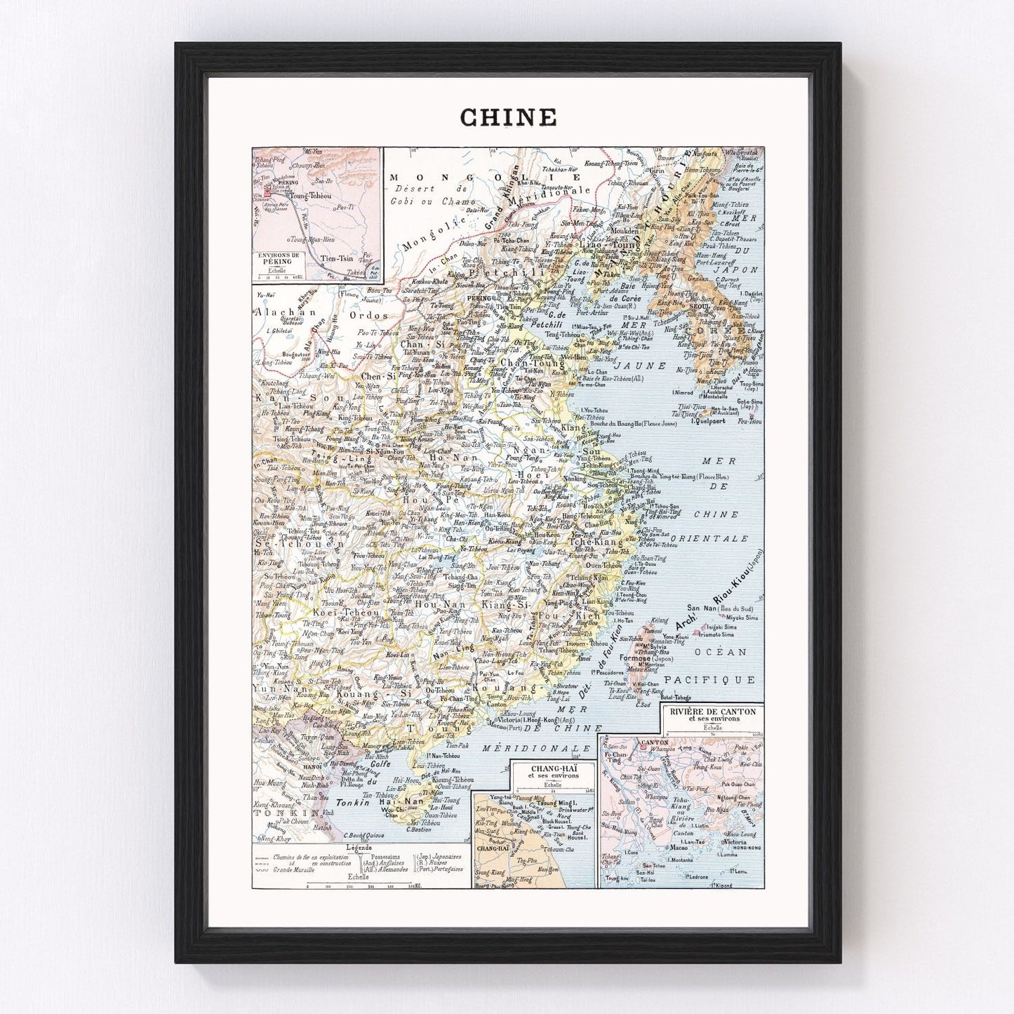 Vintage map of China, 1900, digitally restored