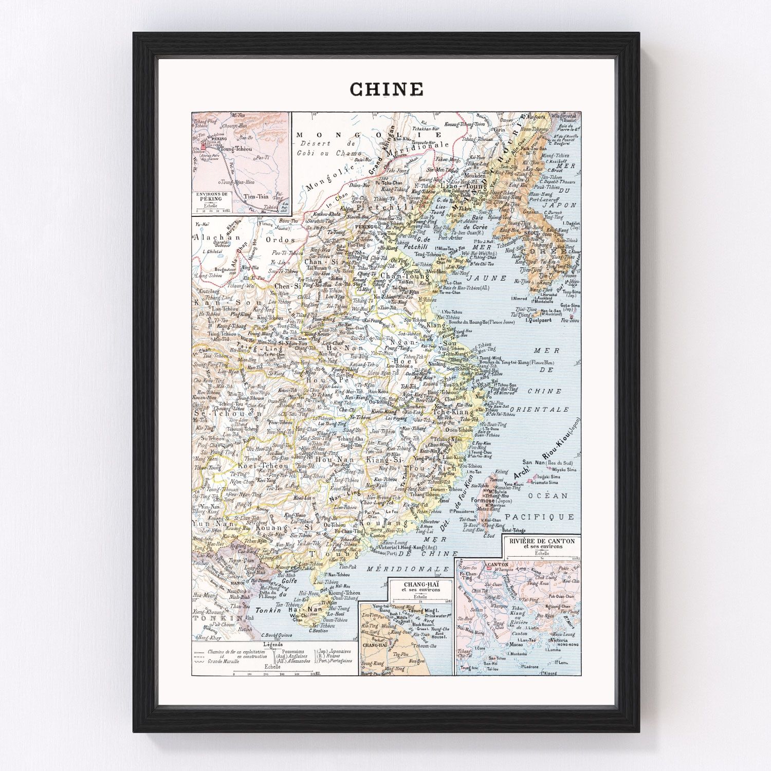 Vintage map of China, 1900, digitally restored