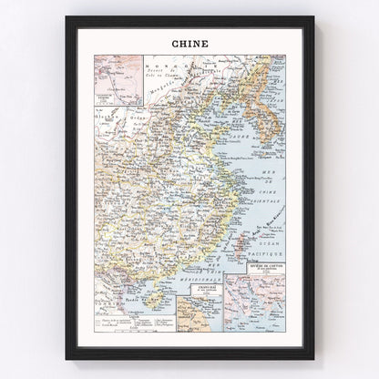Vintage map of China, 1900, digitally restored
