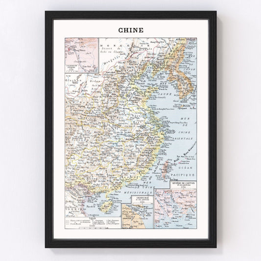 Vintage map of China, 1900, digitally restored
