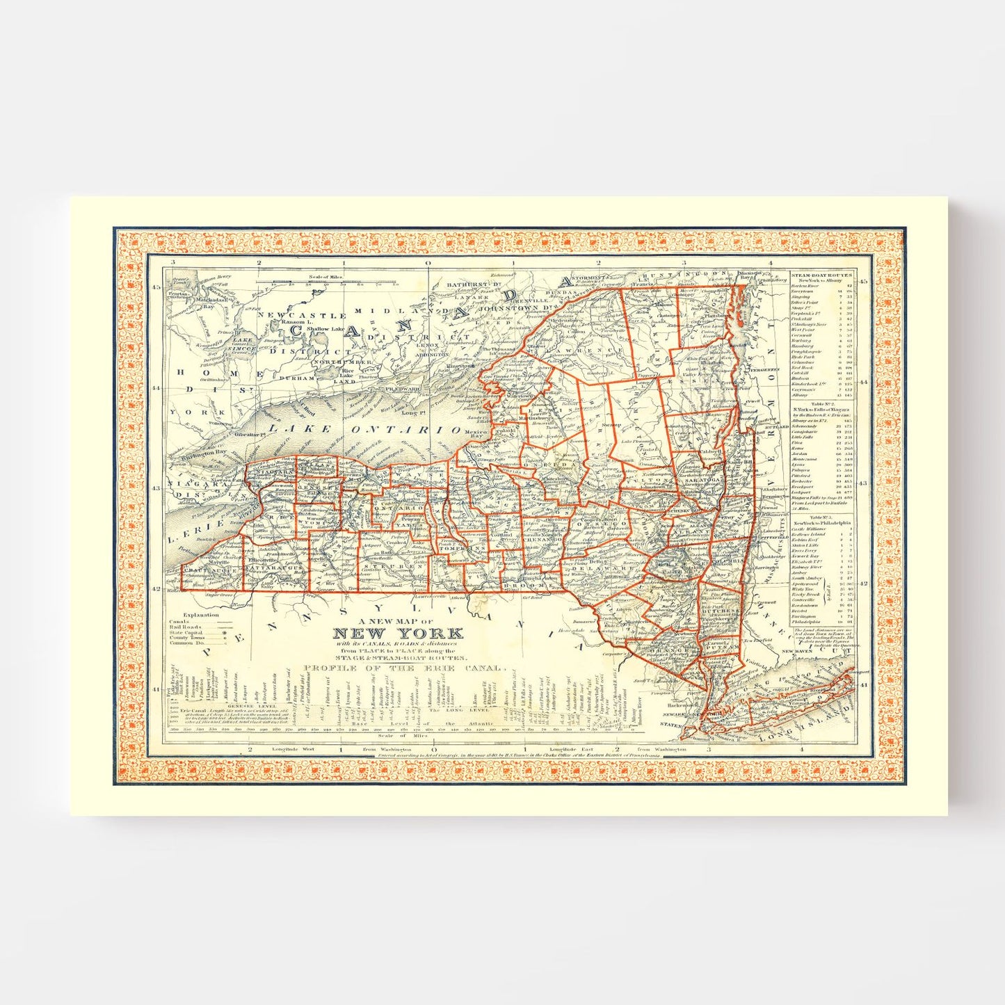 Vintage Map of New York, 1846