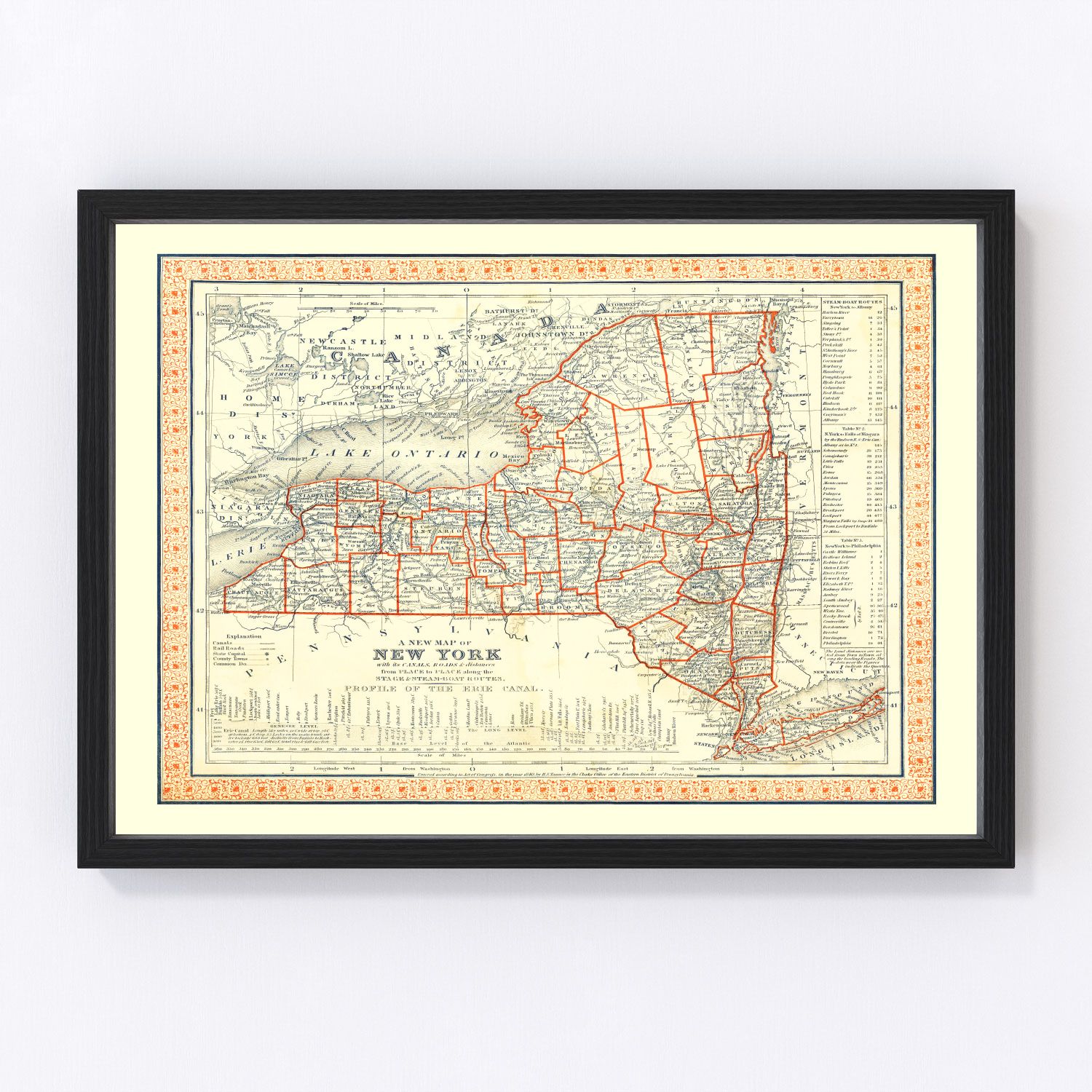 Vintage map of New York, 1846
