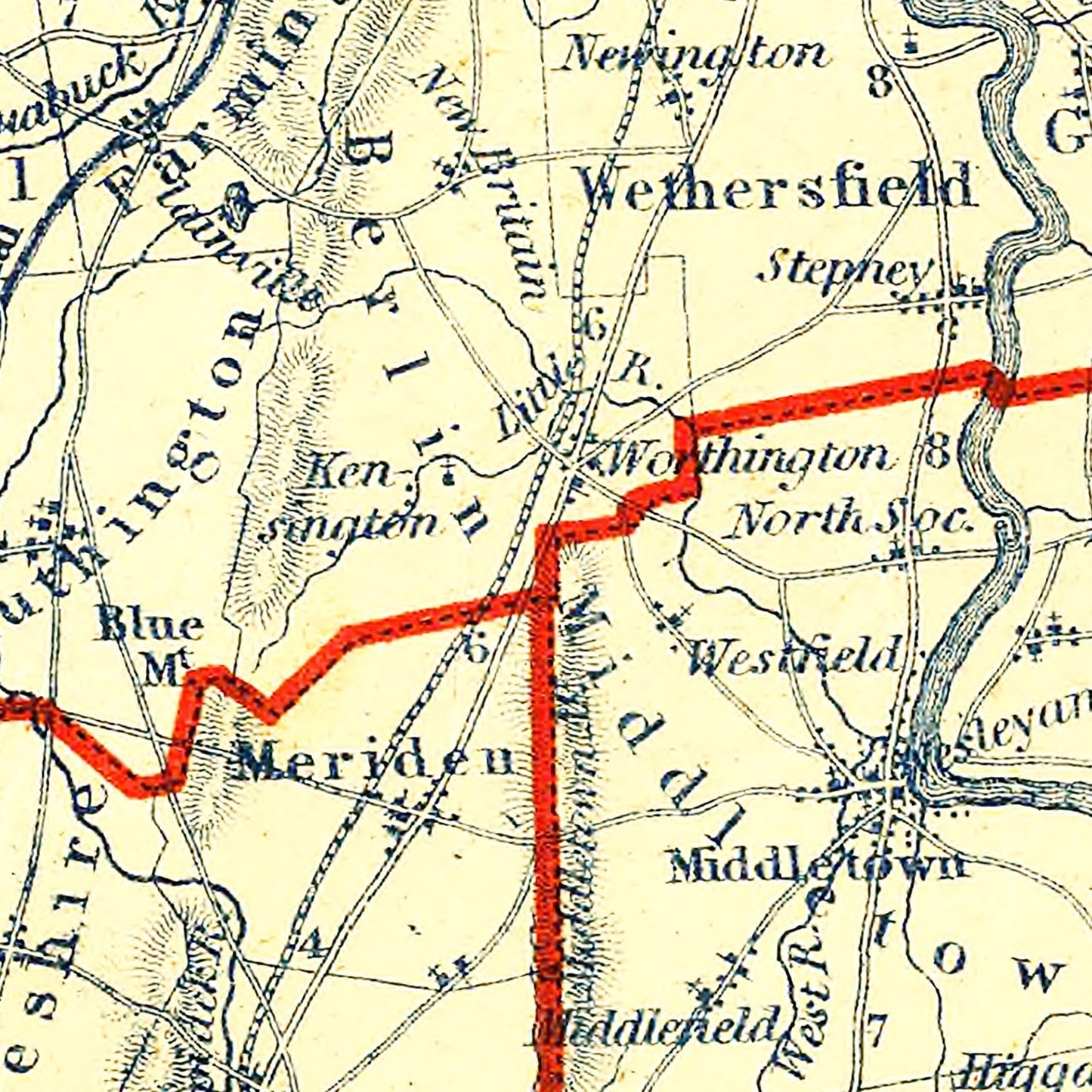 Vintage Map of Connecticut, 1846