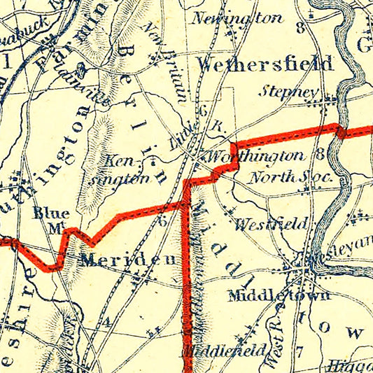 Vintage Map of Connecticut, 1846