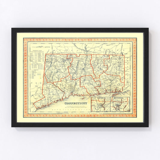vintage map of Connecticut, 1846
