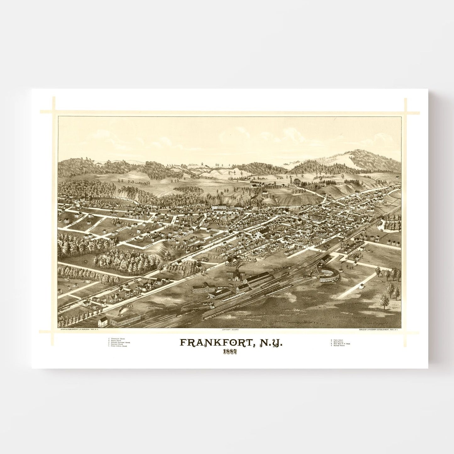 Vintage Map of Frankfort, New York, 1887