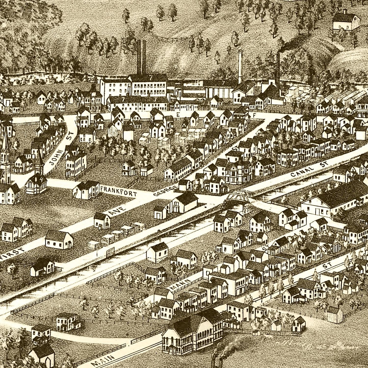 Vintage Map of Frankfort, New York, 1887