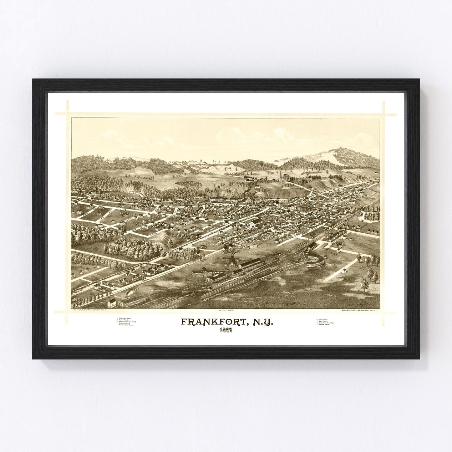 vintage map of Frankfort, New York, 1887