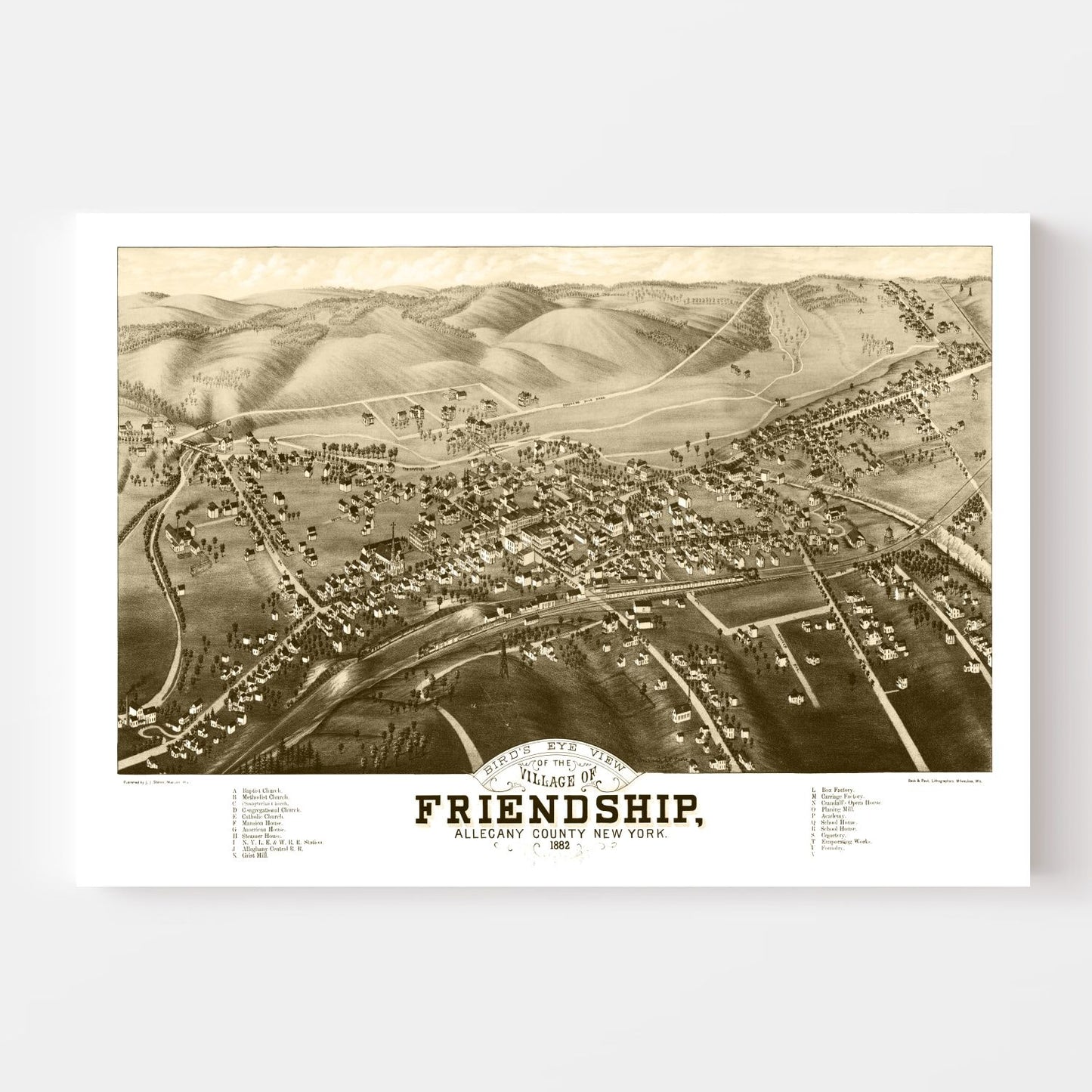 Vintage Map of Friendship, New York, 1882