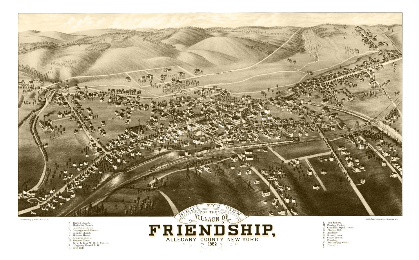 Vintage Map of Friendship, New York, 1882