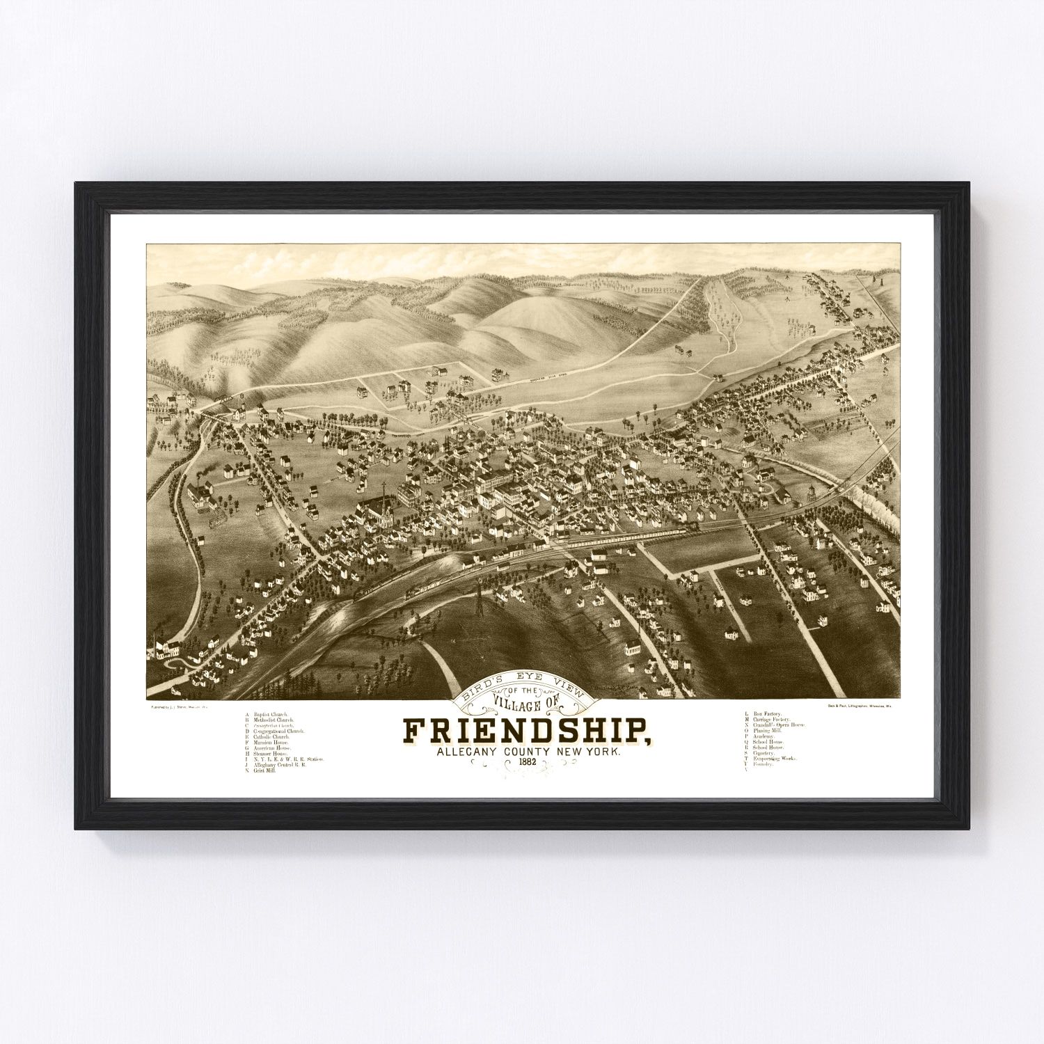 vintage map of Friendship, New York, 1882