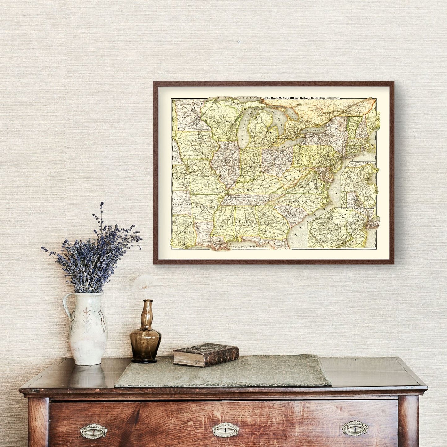 Vintage Railroad Map of the United States, 1877