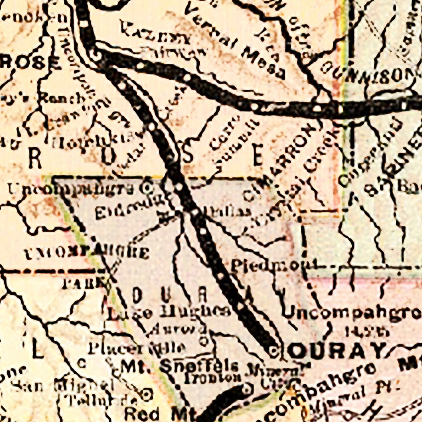 Vintage Map of the Denver and Rio Grande Railroad System, 1883