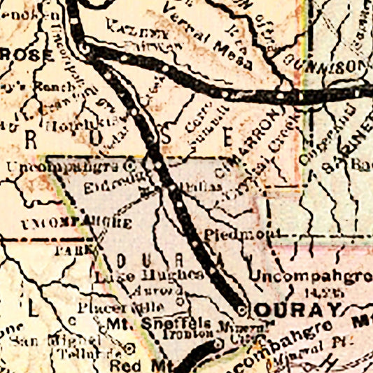Vintage Map of the Denver and Rio Grande Railroad System, 1883