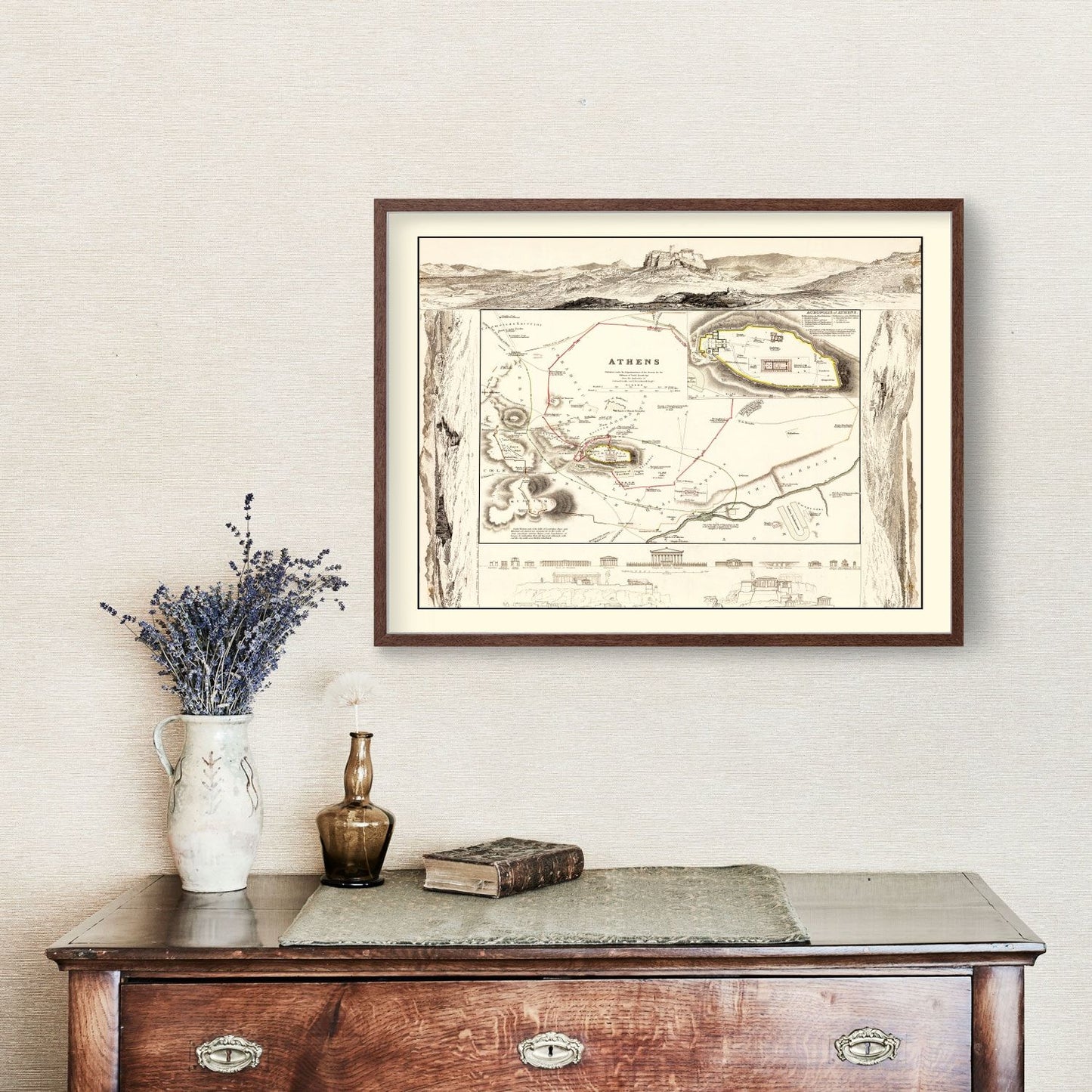 Vintage Map of Athens, Greece, 1832