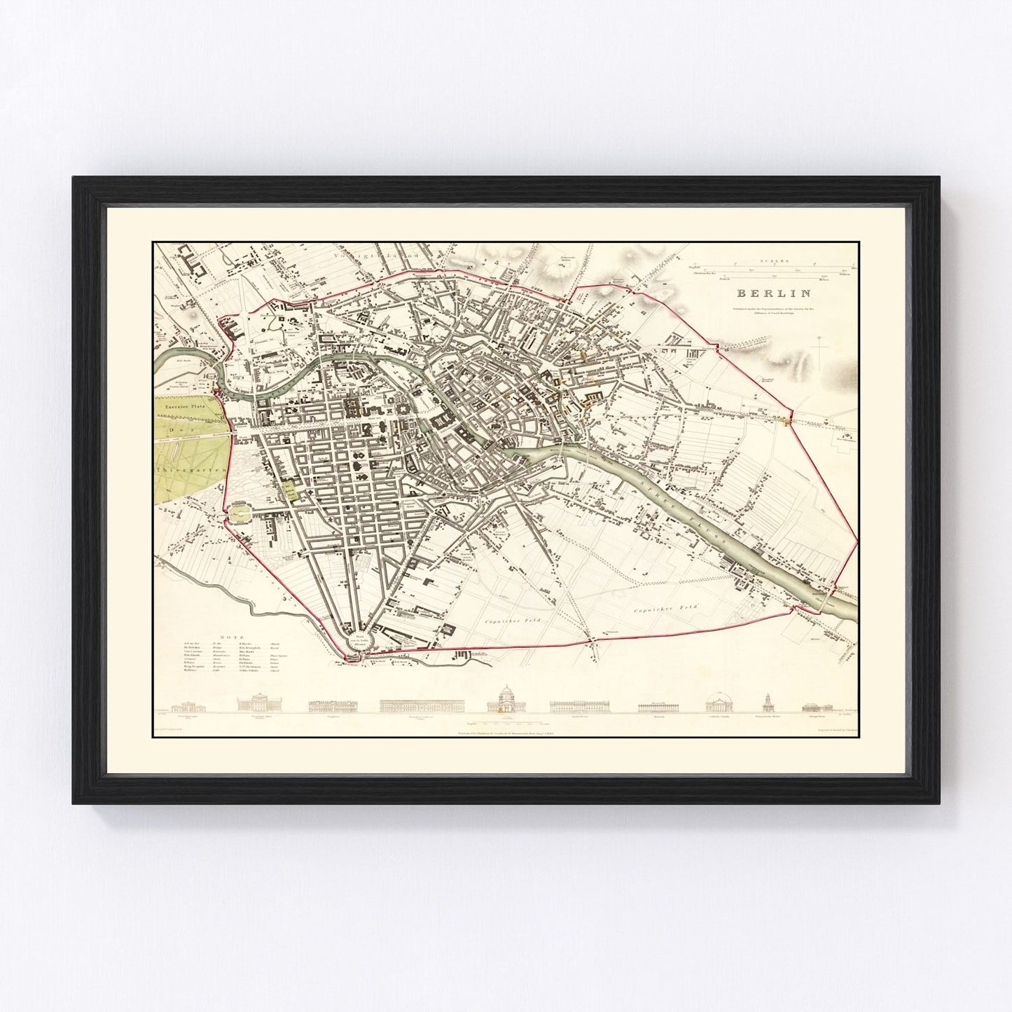 Vintage map of Berlin, Germany, 1833
