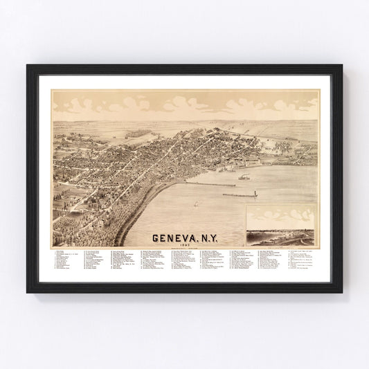 Vintage map of Geneva, New York, 1893