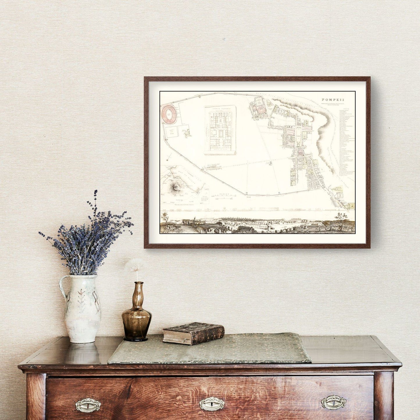 Vintage Map of Pompeii, Italy, 1832