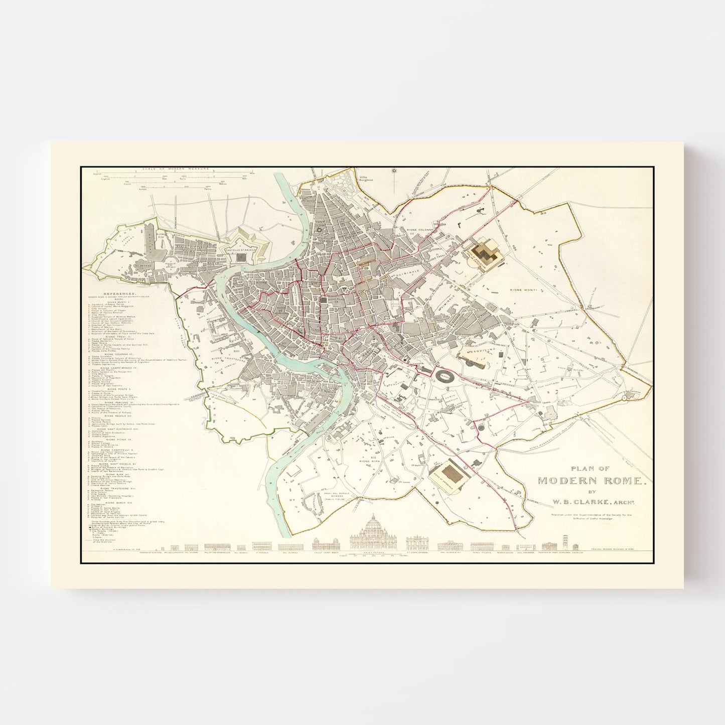 Vintage Map of Stockholm, Sweden, 1838