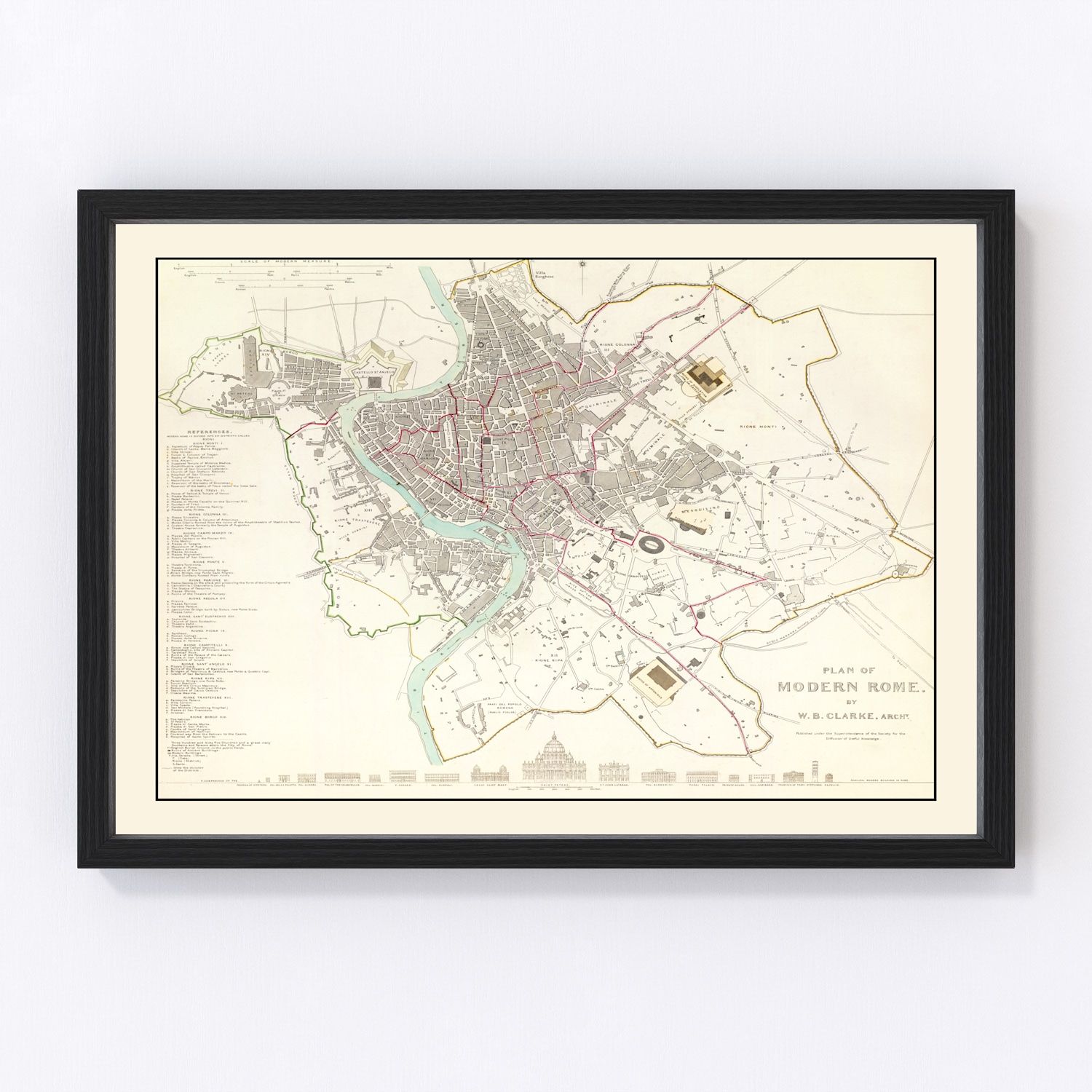 Vintage map of Stockholm, Sweden, 1838