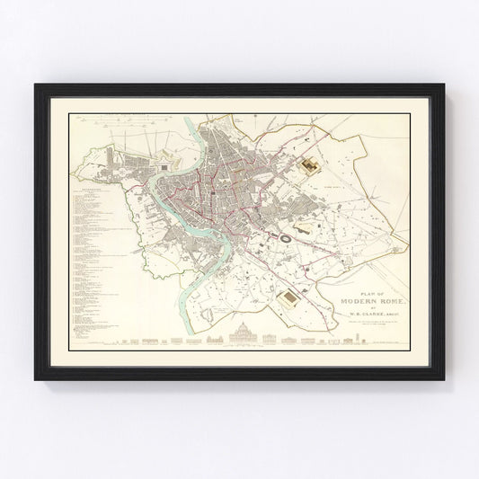 Vintage map of Stockholm, Sweden, 1838