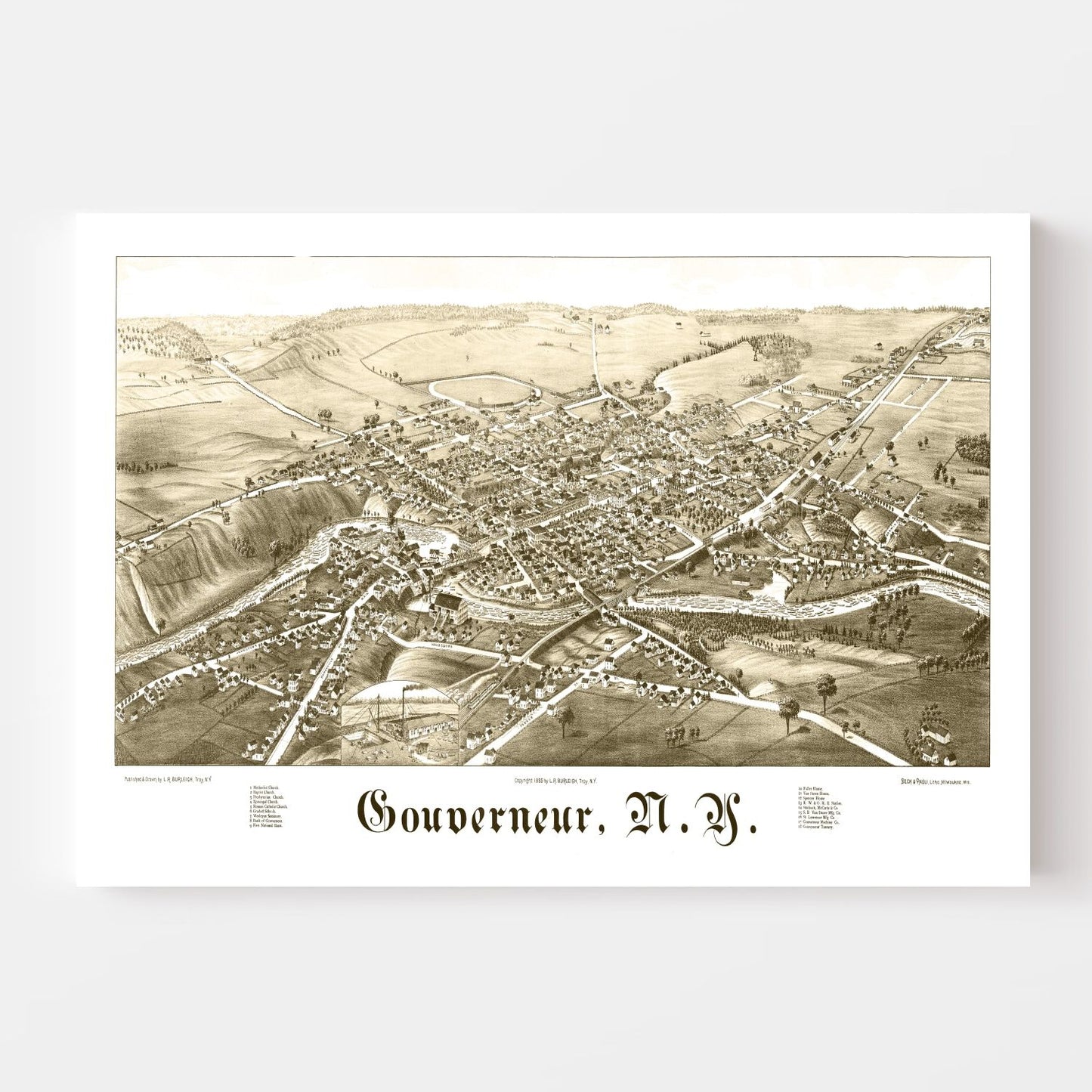 Vintage Map of Gouverneur, New York, 1885