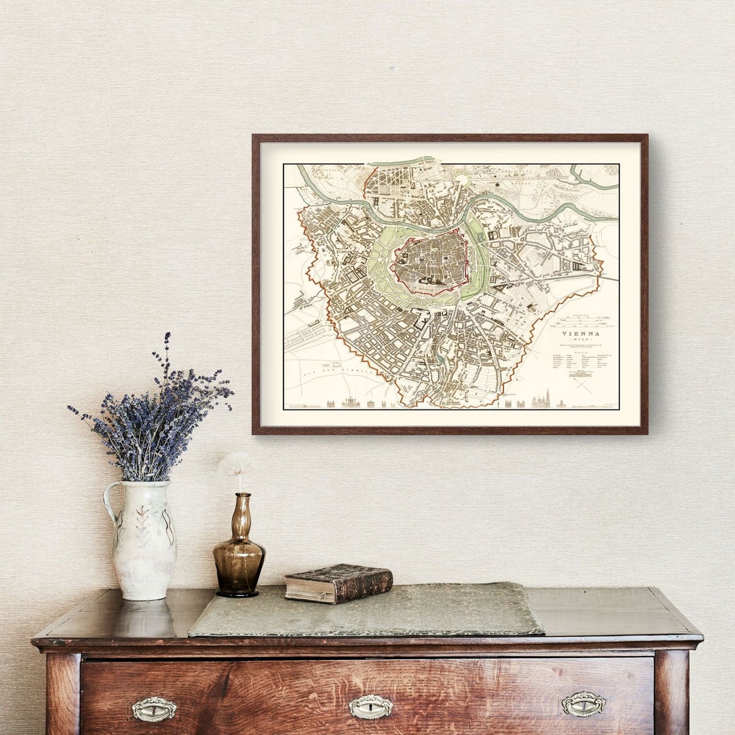 Vintage Map of Vienna, Austria, 1833